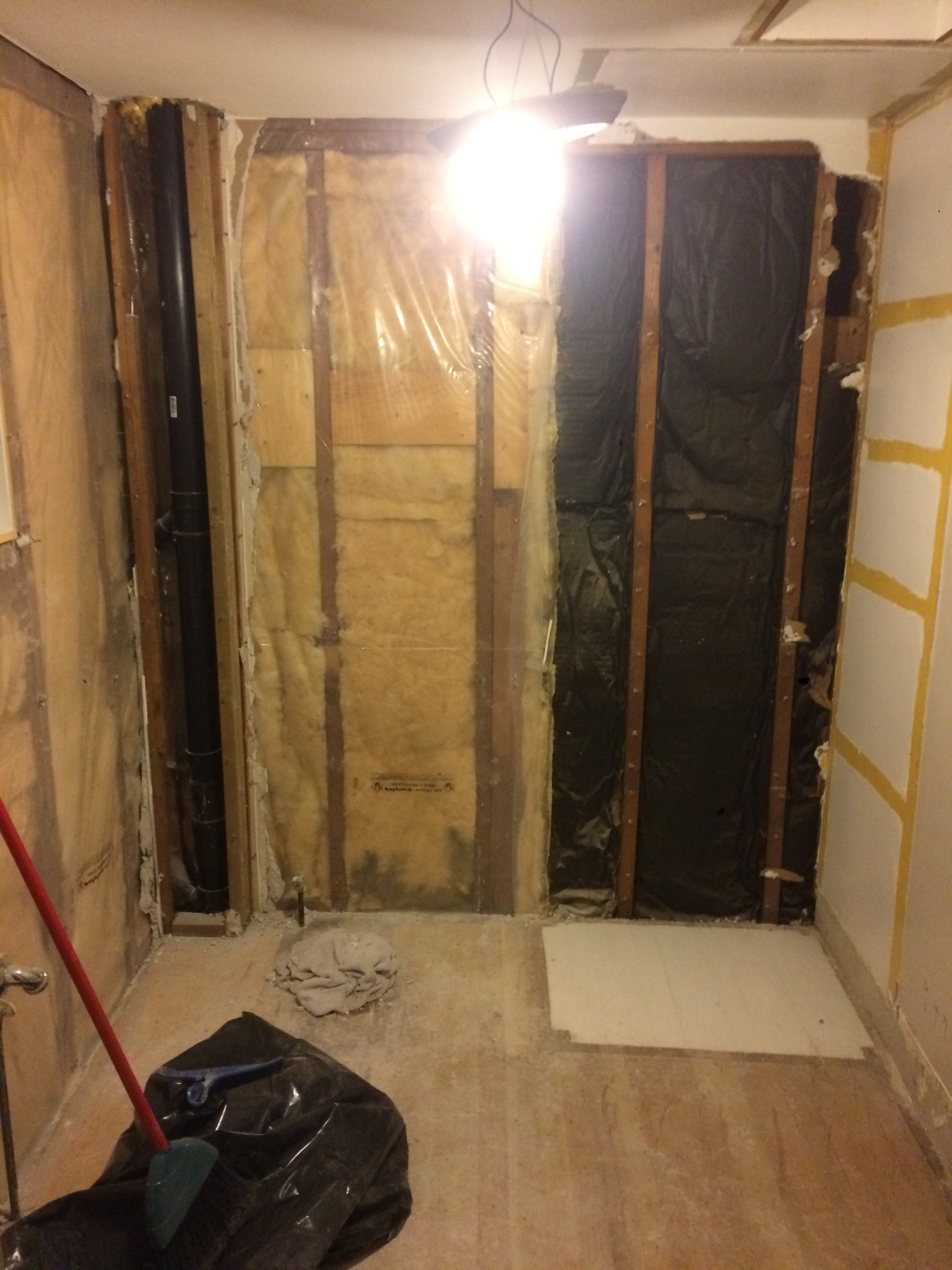 Paris ensuite during demolition — exposed framing and insulation