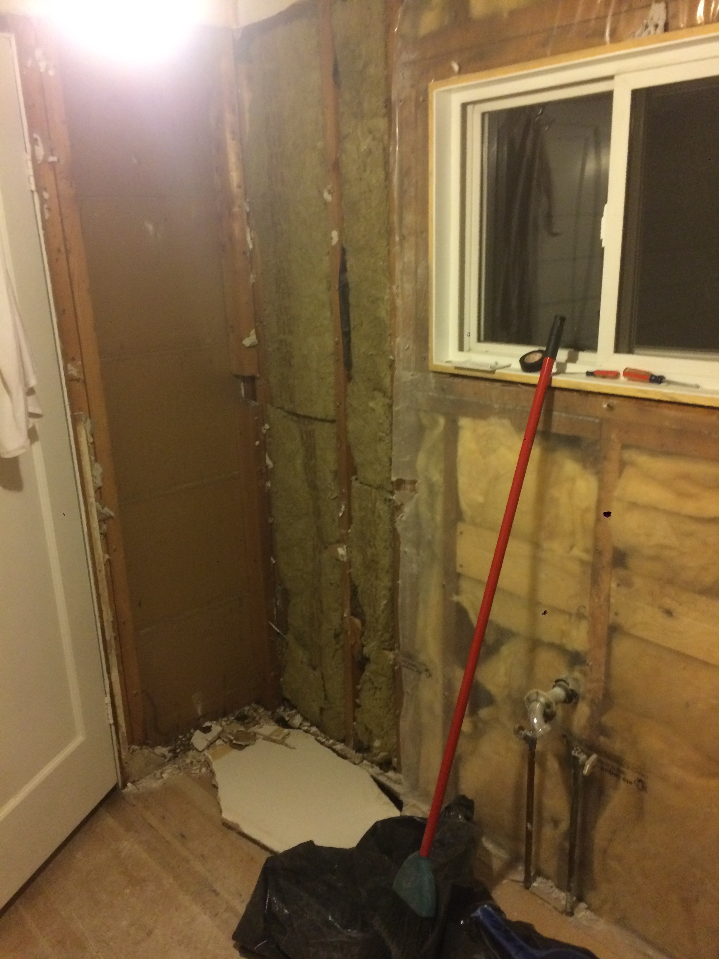 Paris ensuite during demolition — stripped walls and subfloor